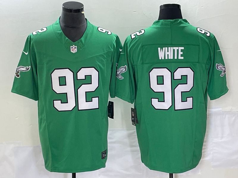 Men Philadelphia Eagles 92 White Green Nike Throwback Vapor Limited NFL Jersey